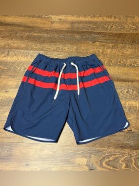 Fair Harbor Swim Trunks Shorts Men’s Medium Lined Blue Red